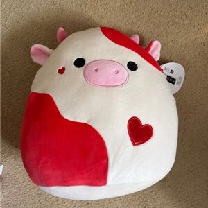 Squishmallows Red and White Cow Plush